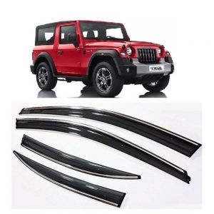 rain window door visor wind deflectors and sunshield protectors  For Thar - black